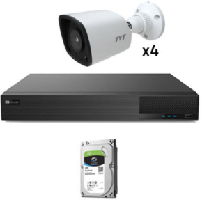 Kit CCTV 4 cámaras Bullet Preconfigurado TVT 1080p